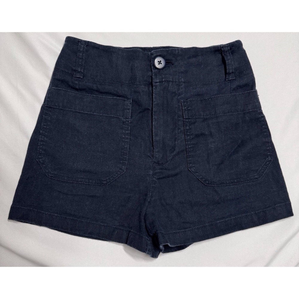 Maeve Anthropologie Colette Linen Blend Black Shorts Womens Size 25
